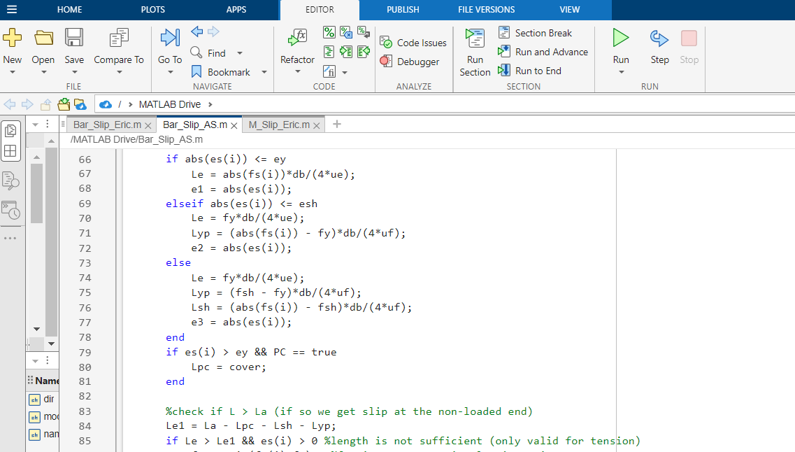 Matlab file: Bond-slip modelling