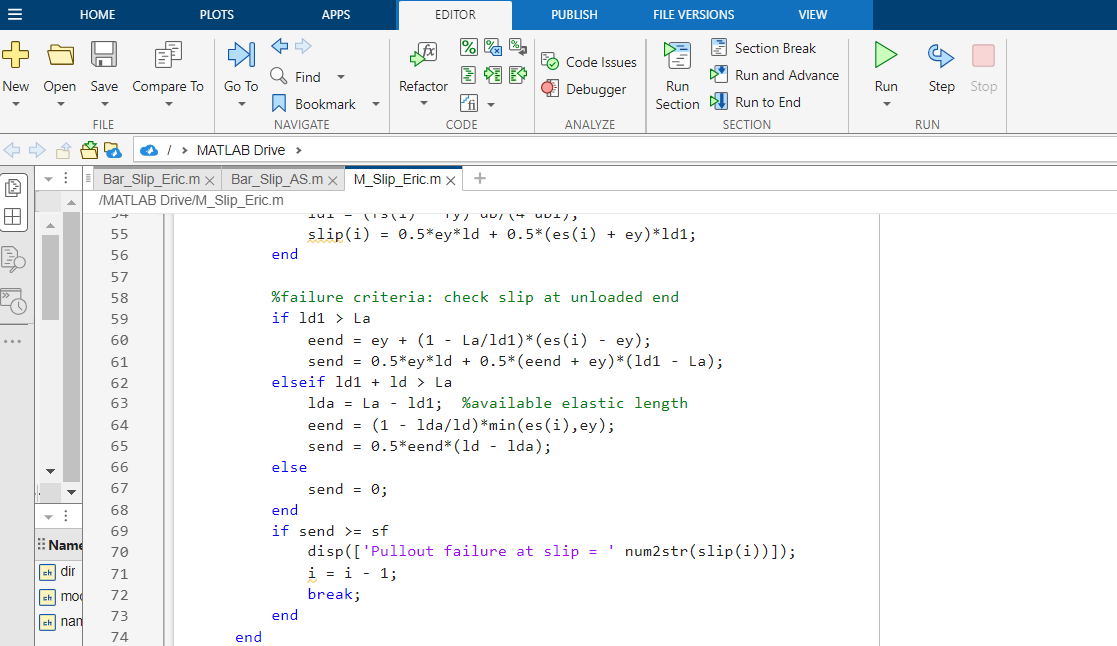 Matlab file: Bond-slip modelling — preview 2