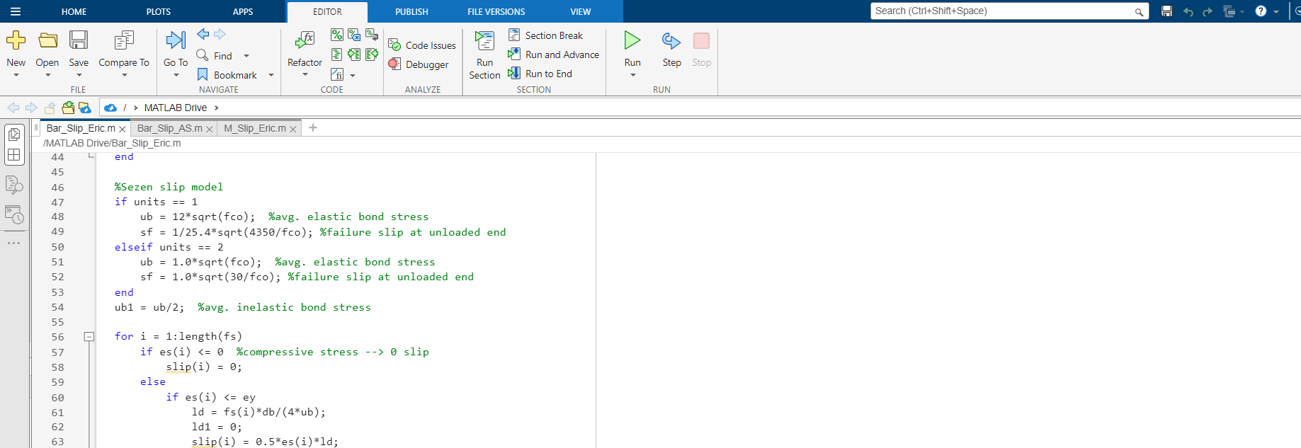 Matlab file: Bond-slip modelling — preview 3