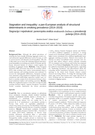Stagnation and inequality: A pan-European analysis of structural determinants in smoking prevalence (2014-2019) — first page preview